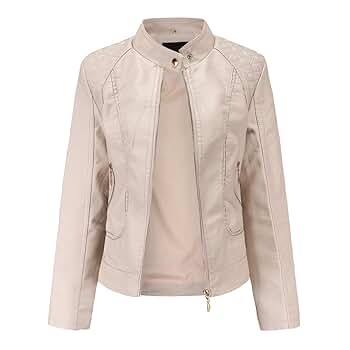 Amazon.com: Women's Trendy Faux Leather Jacket Moto Short